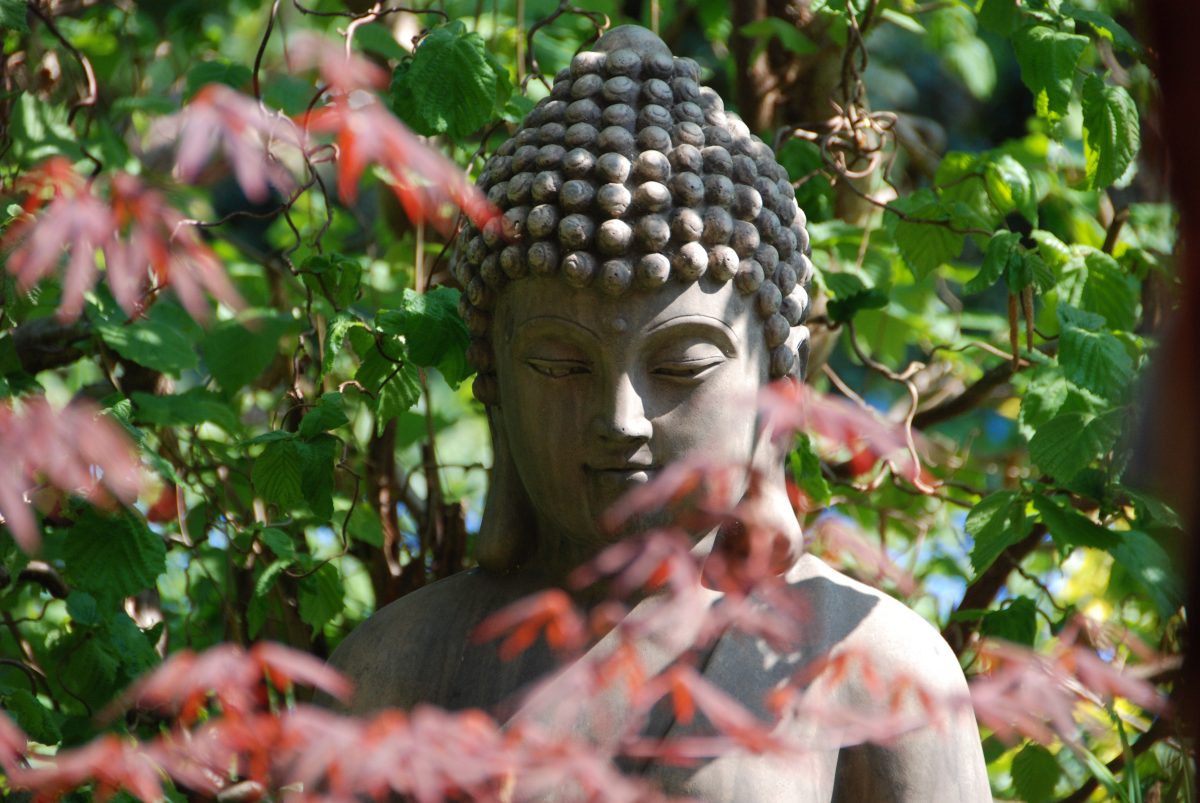 Buddha im meinem Garten Leuchtendes Selbst